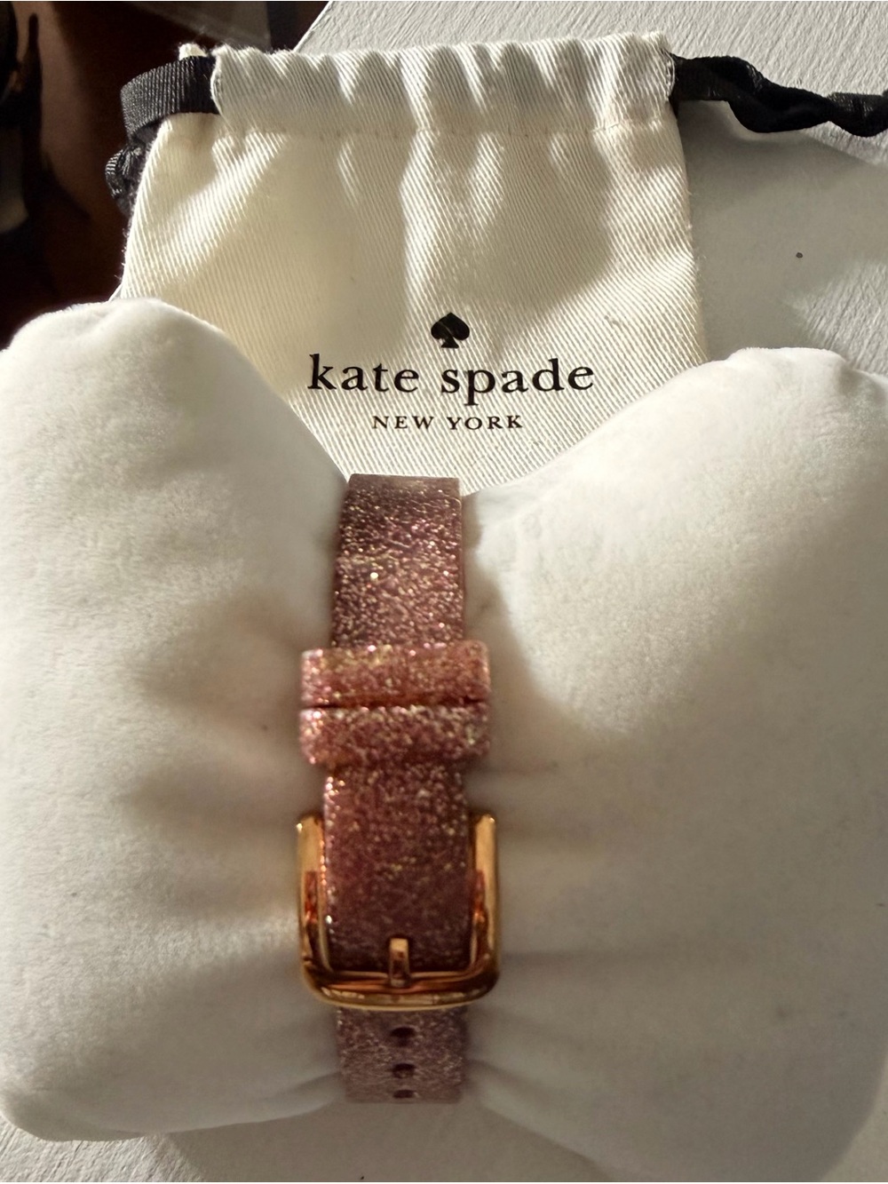 Kate Spade Rose-Tone Glitter Band Watch with Cream Dial - Picture 2 of 4